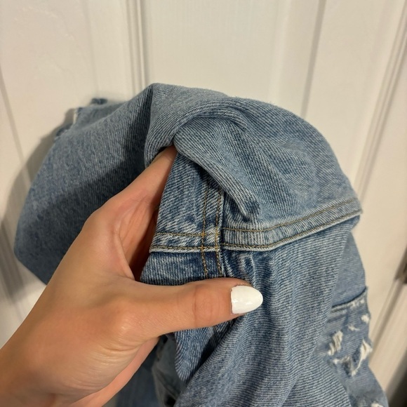 Agolde 90'S Mid Rise Straight Jeans Distressed - Picture 9 of 10